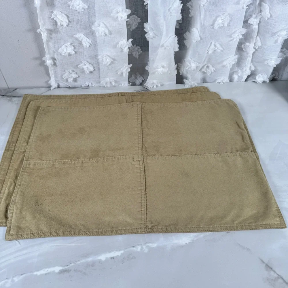 Set of 5 Pottery Barn Sage Green Paneled‎ Placemats Soft Microfiber Cotton